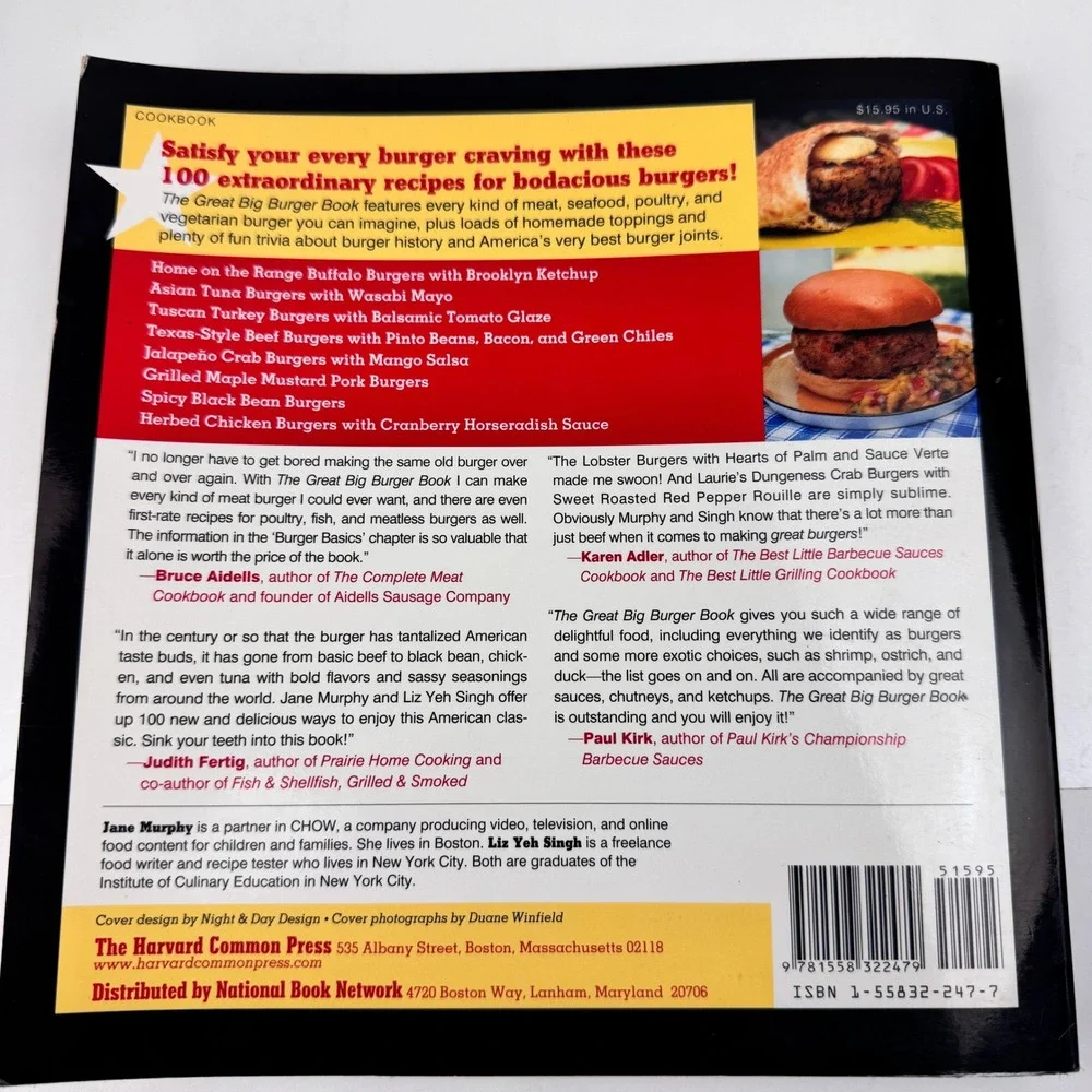 Vtg 2003 The Great Big Burger Book Softcover Cookbook 100 Recipes Summer Picnics